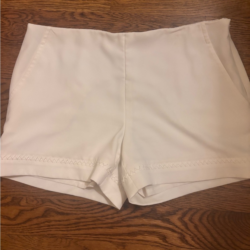 Trina Turk White High-Rise Tailored Shorts